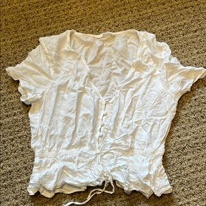 🎉3 for $15- H&M Cream Ruched Tie Front Blouse